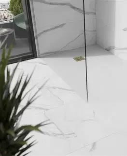 Vane MEXEN/S - Stone+ obdélníková sprchová vanička 200 x 100, biela, mriežka zlatá 44101020-G