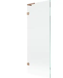 Sprchové dvere MEXEN/S - Lunar L vaňová zástena FIX 70 x 150, transparent, meď kartáčovaná 897L-070-000-65-00