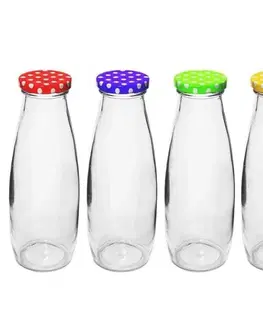 Shakery Kinekus Fľaška na sirup / šťavu TO48, 480ml, číre sklo, viečko bodky, balenie 6 ks