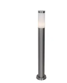 Zahradne stlpove lampy Moderná vonkajšia lampa na stĺp oceľ s opálom 80 cm IP44 - Rox
