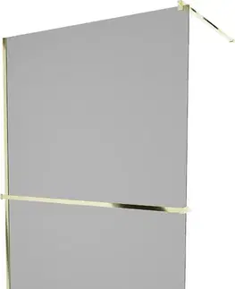 Sprchové dvere MEXEN/S - KIOTO Sprchová zástena WALK-IN s poličkou a držiakom uterákov 70 x 200, grafit 8 mm, zlatá 800-070-121-50-40