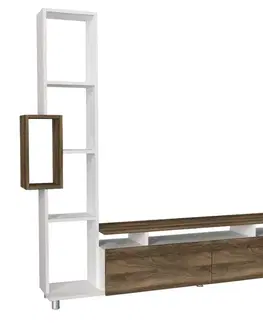 TV stolíky PULIT vysoký TV stolík, biela/orech