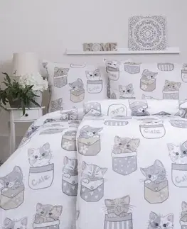 Obliečky MKLozkoviny.sk Obliečky mikroplyš Exclusive – Mačičky vo vrecku - 140 × 200 cm - 70 x 90 cm