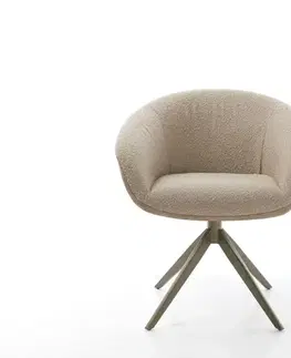 Jedálenské stoličky DELIFE Otočná jedálenská stolička Vinka-Flex s opierkami zmiešané materiály tmavobéžová krížová podstava široká titánová farba 360° otočná hojdacia funkcia vrecková pružina