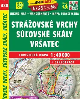 Turistika, skaly Strážovské vrchy, Súľovské skaly, Vršatec 1:40 000