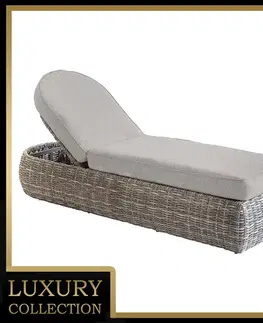 Záhradné lehátka DEOKORK Ratanová lehátko polohovateľné vr. polstrovania 198 x 68 cm BORNEO LUXURY (hnedá)