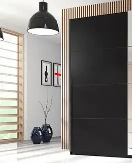 Šatníkové skrine BETKA 55 ŠATNÍKOVÁ SKRIŇA SO ZRKADLOM,čierna
