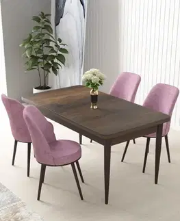 Jedálenské sety Dining Table & Chairs Set (5 Pieces) Nil - Baroque, Pink