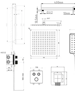 Držadlá k vani SAPHO SAPHO - SMART SELECT sprchový set s termostatickou batériou, 2 výstupy, posuvný držiak sprchy, čierna mat RP042B-02