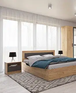 Nočné stolíky VIVIEN nočný stolík, Dub Craft zlatý/grafit
