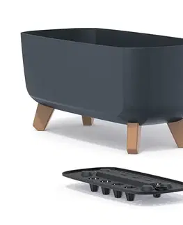 Kvetináče a truhlíky NABBI DGCL400 plastový kvetináč na nožičkách 39 cm antracit