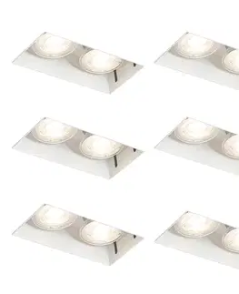 Zapustené svietidlá Sada 6 vstavaných bodových svetiel bielych GU10 50 mm 2-svetlo bez rámu - Oneon