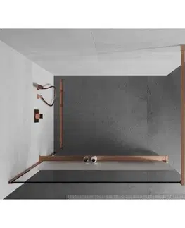 Sprchové dvere MEXEN/S - Kioto+ Sprchová zástena s poličkou WALK-IN 90 x 200, transparent/dekor, meď kartáčovaná 800-090-121-65-35