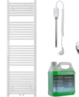 Doplnky do kúpeľne CERANO - Kúpeľňový elektrický radiátorový set Lincoln - 300W - biela matná - 1600x500 mm CER-978871