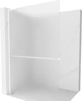 Sprchové dvere MEXEN/S - Kioto+ L Sprchová zástena WALK-IN s poličkou a držiakom uterákov 80 x 200, dekor, biela 800-080-123-20-30