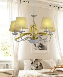 Svietidlá Závesná lampa chróm / zlatá stuha 5xE14 DIVA