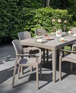 Záhradné plastové zostavy Elvisia Záhradný set DENI 6 + 1 | cappuccino
