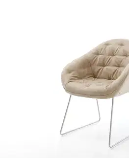 Jedálenské stoličky DELIFE Jedálenská stolička Gaio-Flex mikrovlákno béžová vintage tenká podstava nerezová oceľ