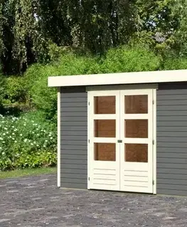 Drevené Drevený záhradný domček ASKOLA 5 s prístavkom 240 Lanitplast