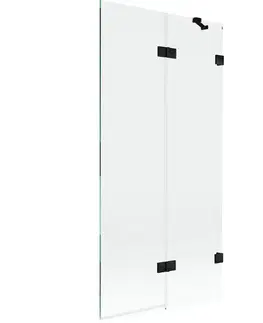 Sprchové dvere MEXEN/S - Lunar vaňová zástena 2-krídlová pravá 90 x 150, transparent, čierna 897-090-100-70-00-P