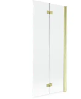 Sprchové dvere MEXEN - MIST vaňová zástena 80x150 cm 6mm 2-s, zlatá kartáčovaná, číra, pravá 8A9-080-002-55-00-P