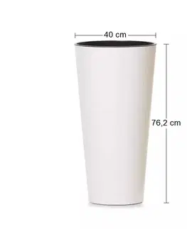 Kvetináče a truhlíky NABBI DTUS400S vysoký plastový kvetináč 40 cm biela