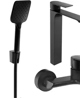 Kúpeľňové batérie MEXEN/S - Alexa SET umývadlová + vaňová batéria s príslušenstvom R62, čierna 71213R62-70