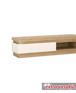 TV stolíky KONDELA Leonardo LYOF 2 tv stolík s osvetlením dub riviera / biela