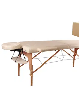 Masážne stoly a stoličky Masážne lehátko inSPORTline Taisage 186x70x62-84 cm 2-dielne drevené krémovo žltá