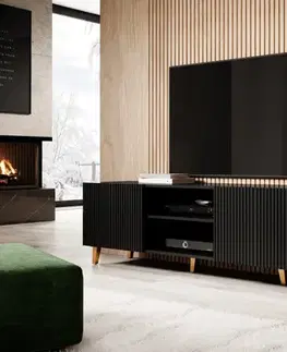 TV stolíky CAMA MEBLE Pafos 200 4D tv stolík čierna