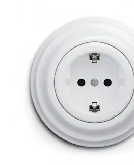 Predlžovacie káble lap - Retro domová zásuvka s rámčekom SCHUKO 230V/16A snehovo biela KA0151+KA0160