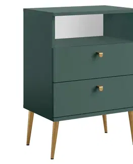 Nočné stolíky KONDELA Igne Typ 2 nočný stolík zelená / zlatá
