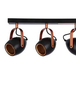 Bodové svetlá Čierno-medená nastaviteľná bodová lampa E14 3x40W Anica
