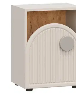 Regály a poličky KONDELA Piga 1D vertikálny regál kašmír / dub craft zlatý / sivá