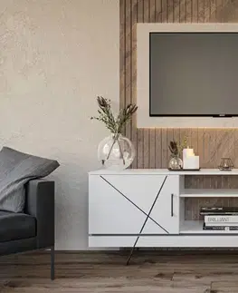 TV stolíky GEOM televízny stolík, biely