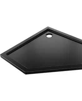 Vane MEXEN - Flow päťboká sprchová vanička slim 100 x 100, čierna mat 46P701010