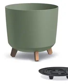 Kvetináče a truhlíky NABBI DGTL300L plastový kvetináč na nožičkách 29,8 cm zelená