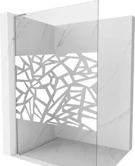 Sprchové dvere MEXEN/S - Kioto L Sprchová zástena WALK-IN 70 x 200, biely vzor, chróm 800-070-103-01-85