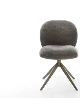 Jedálenské stoličky DELIFE Jedálenská stolička Nube-Flex bouclé mäkký tmavobéžová krížová podstava široká titánová farba 360° otočný hojdacia funkcia vrecková pružina