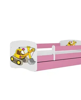 Postele pre dievčatá Detská Posteľ. Babydreams+Sz+M Ružová 80x180 Rýpadlo