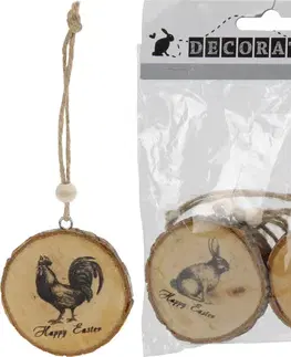 Bytové dekorácie (ostatné) MAKRO - Dekorácia drevo závesná 4ks