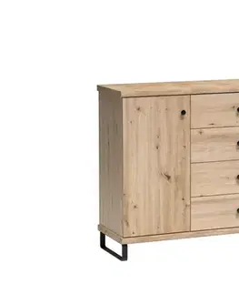 Komody a skrinky CAROLYN 4 široká komoda na nožičkách, dub artisan