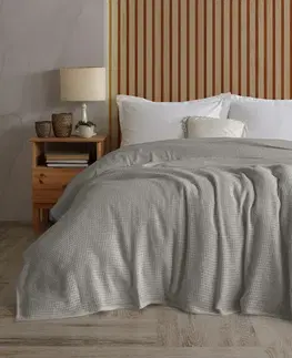 Prikrývky 4Home Bavlnený prehoz na posteľ Claire sivá, 220 x 240 cm