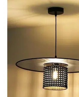 Svietidlá  - Luster na lanku TOKYO RATTAN 1xE27/15W/230V pr. 50 cm čierna/strieborná 603164