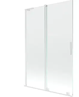 Sprchové dvere MEXEN/S - Velar L dvojkrídlová posuvná vaňová zástena 120 x 150, transparent, biela 896-120-003-01-20