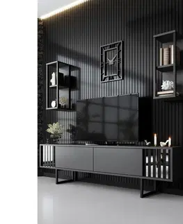 Konferenčné stolíky Televízny stolík s policami Chrome Anthracite and Black