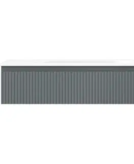 Kúpeľňový nábytok MEXEN/S - Rivel kúpeľňová skrinka 100 cm s umývadlom Vela, 1 šuplík, reliéf, grafit mat/biela mat 91A20-10023-1-BF66-W23M01