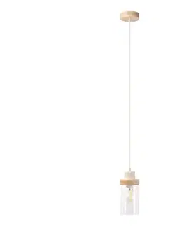Svietidlá  Luster na lanku WOODNEST 1xE27/15W/230V borovica/krémová W-KM 1015/1 SAND+TR