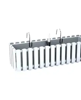 Kvetináče a truhlíky NABBI DDEF600W samozavlažovací plastový balkónový kvetináč 58 cm biela