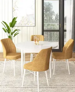 Jedálenské sety Dining Table & Chairs Set (5 Pieces) Rox - White, Cappuccino
